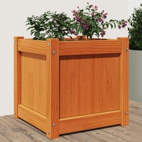 Jardinera exterior madera maciza pino marrón cera 40x40x40 cm en Maceteros y jardineras | Comprar online en Foro24