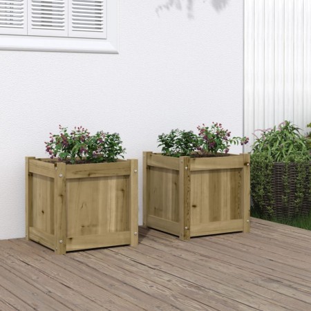 Jardineras de exterior 2 unidades madera impregnada de pino en Maceteros y jardineras | Comprar online en Foro24
