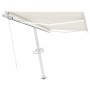 Toldo manual retráctil con luz LED crema 300x250 cm