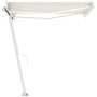 Toldo manual retráctil con luz LED crema 300x250 cm