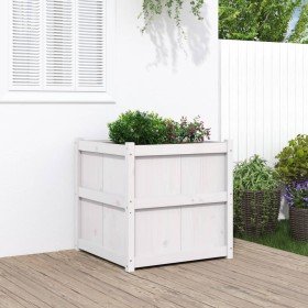 Jardinera de madera maciza de pino blanca 70x70x70 cm en Maceteros y jardineras | Comprar online en Foro24