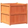 Jardinera exterior madera maciza pino marrón cera 70x70x70 cm