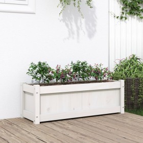 Jardinera de madera maciza de pino blanca 90x31x31 cm Jardinera de madera maciza de pino blanca 90x31x31 cm