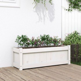 Jardinera de madera maciza de pino blanca 90x31x31 cm en Maceteros y jardineras | Comprar online en Foro24