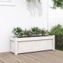 Jardinera de madera maciza de pino blanca 90x31x31 cm