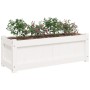 Jardinera de madera maciza de pino blanca 90x31x31 cm