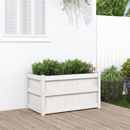 Jardinera de madera maciza de pino blanca 90x50x50 cm en Maceteros y jardineras | Comprar online en Foro24