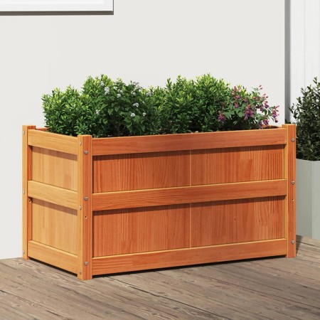 Jardinera exterior madera maciza pino marrón cera 90x50x50 cm en Maceteros y jardineras | Comprar online en Foro24