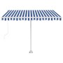 Toldo de pie automático azul y blanco 300x250 cm