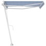 Toldo de pie automático azul y blanco 300x250 cm