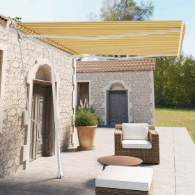 Toldo de pie automático amarillo y blanco 300x250 cm Toldo de pie automático amarillo y blanco 300x250 cm