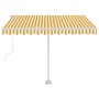 Toldo de pie automático amarillo y blanco 300x250 cm