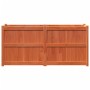 Jardinera exterior madera maciza pino marrón cera 150x50x70 cm