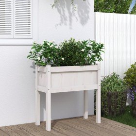 Jardinera con patas madera maciza de pino blanco 70x31x70 cm