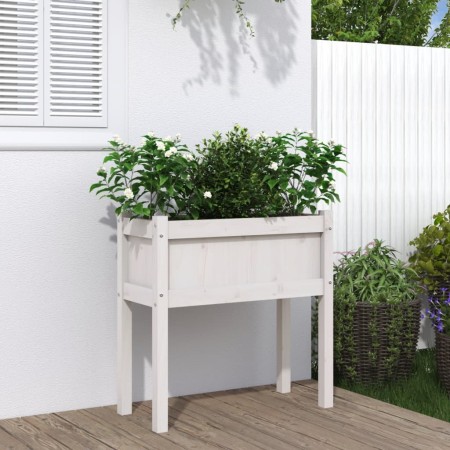 Jardinera con patas madera maciza de pino blanco 70x31x70 cm