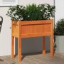 Jardinera con patas madera maciza pino marrón cera 70x31x70 cm