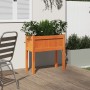 Jardinera con patas madera maciza pino marrón cera 70x31x70 cm