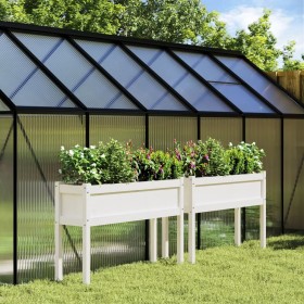 Jardineras exterior con patas 2 uds madera maciza pino blanco Jardineras exterior con patas 2 uds madera maciza pino blanco