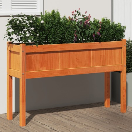 Jardinera con patas madera maciza pino marrón cera 110x31x70 cm en Maceteros y jardineras | Comprar online en Foro24