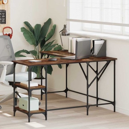 Escritorio madera de ingeniería roble ahumado 139x139x75 cm en Escritorios | Comprar online en Foro24