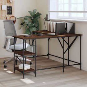 Escritorio madera de ingeniería roble marrón 139x139x75 cm