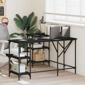 Escritorio madera de ingeniería negro 139x139x75 cm Escritorio madera de ingeniería negro 139x139x75 cm