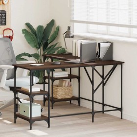 Escritorio madera de ingeniería roble marrón 139x139x75 cm