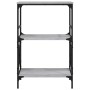 Librería 3 estantes madera ingeniería gris Sonoma 59x35x90,5 cm