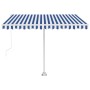 Toldo de pie automático azul y blanco 350x250 cm