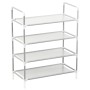 Shoe rack with 4 shelves in metal and silver non-woven textile by vidaXL, Shoe racks and shoe organizers - Ref: Foro24-330042...