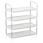 Shoe rack with 4 shelves in metal and silver non-woven textile by vidaXL, Shoe racks and shoe organizers - Ref: Foro24-330042...