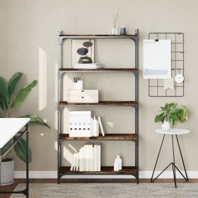 Librería 5 estantes madera ingeniería roble ahumado 80x30x154cm Librería 5 estantes madera ingeniería roble ahumado 80x30x154cm