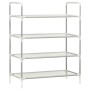 Shoe rack with 4 shelves in metal and silver non-woven textile by vidaXL, Shoe racks and shoe organizers - Ref: Foro24-330042...