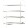 Shoe rack with 4 shelves in metal and silver non-woven textile by vidaXL, Shoe racks and shoe organizers - Ref: Foro24-330042...