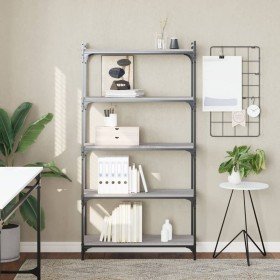 Librería 5 estantes madera ingeniería gris Sonoma 80x30x154 cm en Librerías y estanterías | Comprar online en Foro24