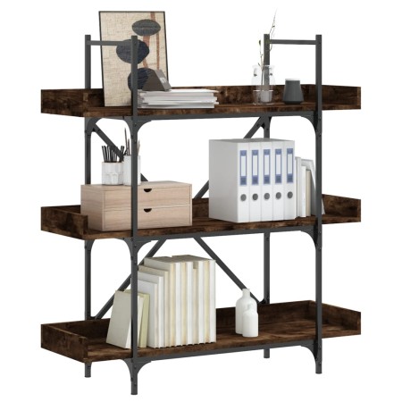 Librería 3 estantes madera ingeniería roble humo 100x33x108,5cm en Librerías y estanterías | Comprar online en Foro24