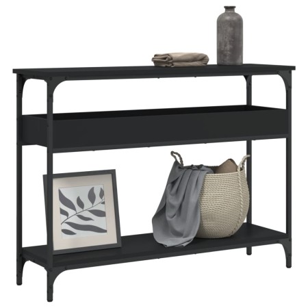 Mesa consola con estante madera ingeniería negra 100x29x75 cm en Mesas auxiliares | Comprar online en Foro24