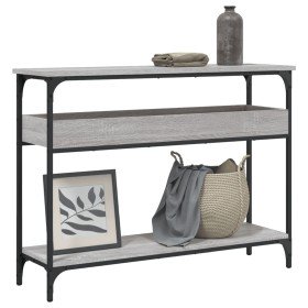 Mesa consola estante madera ingeniería Sonoma gris 100x29x75 cm en Mesas auxiliares | Comprar online en Foro24