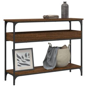 Mesa consola estante madera ingeniería marrón roble 100x29x75cm en Mesas auxiliares | Comprar online en Foro24