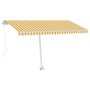 Toldo de pie manual retráctil amarillo y blanco 400x300 cm