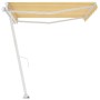 Toldo de pie manual retráctil amarillo y blanco 400x300 cm