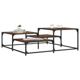 Mesa de centro madera de ingeniería roble ahumado 107x107x40 cm en Mesas de centro | Comprar online en Foro24