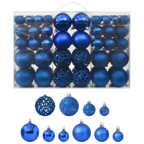 Juego de bolas de Navidad 100 piezas azul