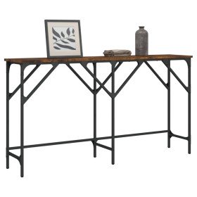 Mesa consola madera de ingeniería roble ahumado 140x29x75 cm en Mesas auxiliares | Comprar online en Foro24