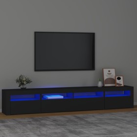 Mueble de TV con luces LED Negro 240x35x40 cm