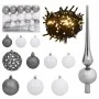 Set de bolas de Navidad 61 pzas con pico 150 LED blanco y gris de vidaXL, Luces de Navidad - Ref: Foro24-330099, Precio: 27,7...