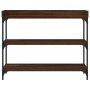 Mesa consola con estantes roble marrón 100x30x80 cm