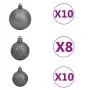 Set de bolas de Navidad 120 pzas con pico 300 LED blanco y gris de vidaXL, Luces de Navidad - Ref: Foro24-330100, Precio: 54,...