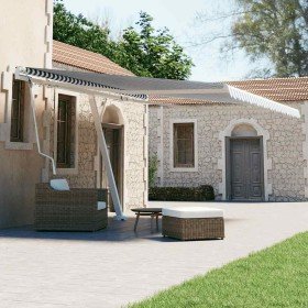 Toldo de pie automático azul y blanco 400x300 cm Toldo de pie automático azul y blanco 400x300 cm