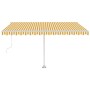 Toldo de pie automático amarillo y blanco 400x300 cm